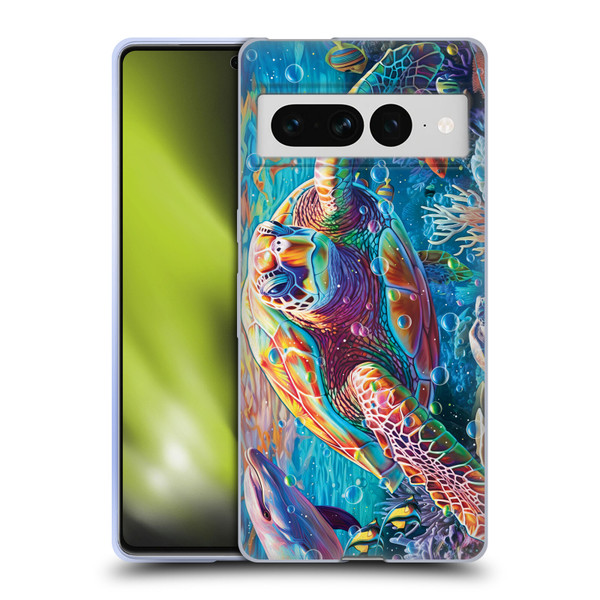 Michael David Ward Psychedelic Art Turtle Magic Soft Gel Case for Google Pixel 7 Pro