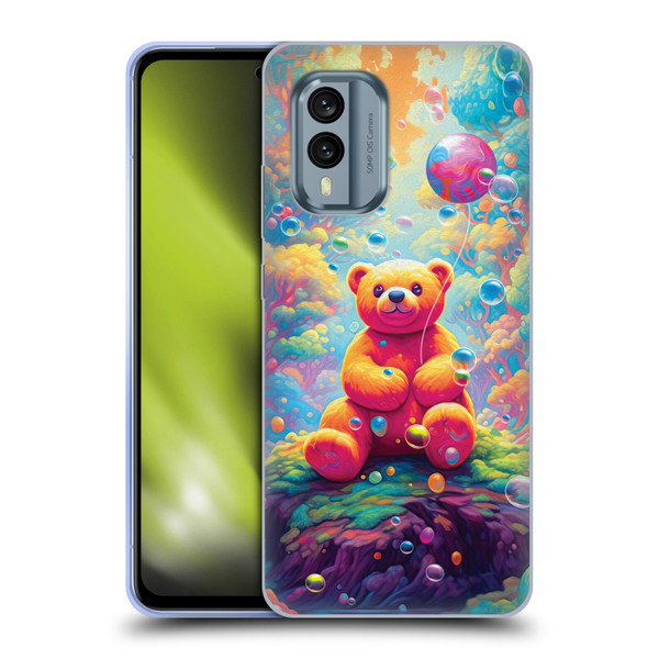 Michael David Ward Psychedelic Art Teddy Bear In Wonderland Soft Gel Case for Nokia X30