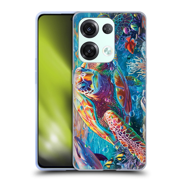 Michael David Ward Psychedelic Art Turtle Magic Soft Gel Case for OPPO Reno8 Pro
