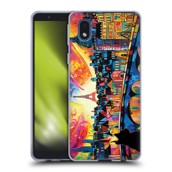 Michael David Ward Psychedelic Art Midnight Cat In Paris Soft Gel Case for Samsung Galaxy A01 Core (2020)