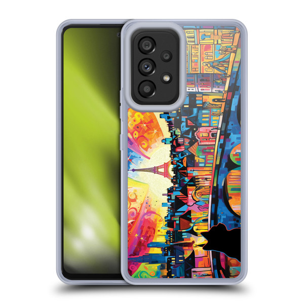 Michael David Ward Psychedelic Art Midnight Cat In Paris Soft Gel Case for Samsung Galaxy A53 5G (2022)