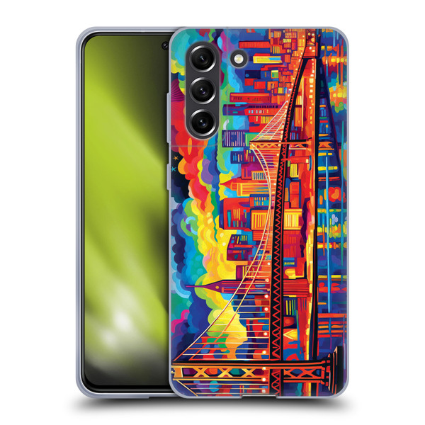 Michael David Ward Psychedelic Art Midnight In San Francisco Soft Gel Case for Samsung Galaxy S21 FE 5G