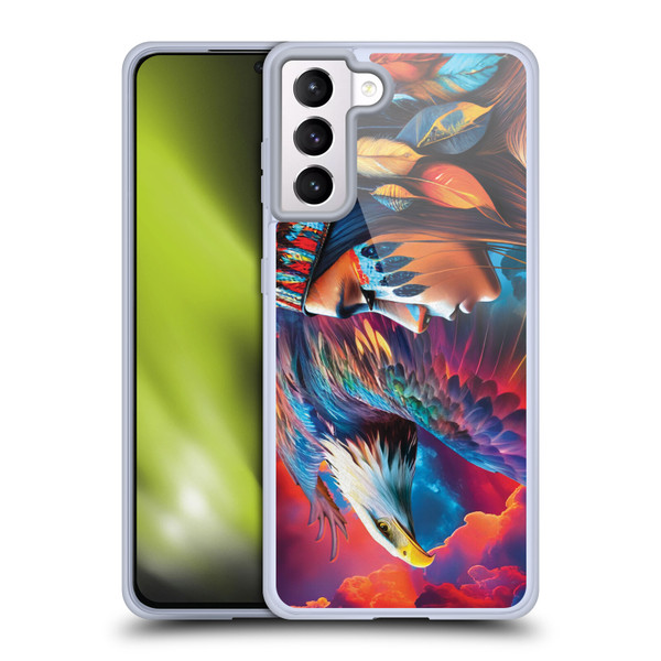 Michael David Ward Psychedelic Art Eagle Soft Gel Case for Samsung Galaxy S21+ 5G