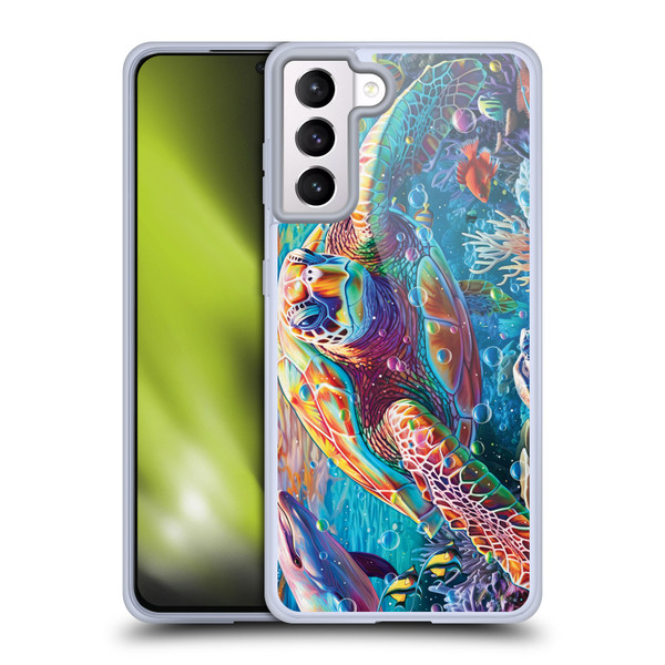 Michael David Ward Psychedelic Art Turtle Magic Soft Gel Case for Samsung Galaxy S21+ 5G