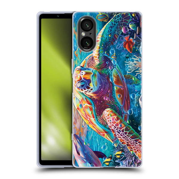 Michael David Ward Psychedelic Art Turtle Magic Soft Gel Case for Sony Xperia 5 V 5G
