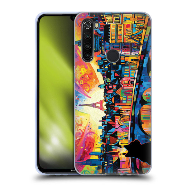 Michael David Ward Psychedelic Art Midnight Cat In Paris Soft Gel Case for Xiaomi Redmi Note 8T