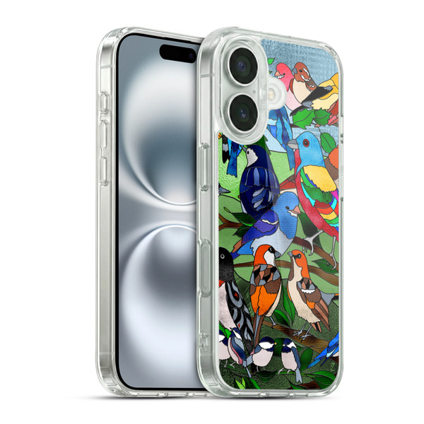 Suzan Lind Birds Stained Glass Soft Gel Case for Apple iPhone 16 & MagSafe
