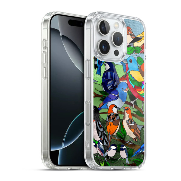 Suzan Lind Birds Stained Glass Soft Gel Case for Apple iPhone 16 Pro & MagSafe