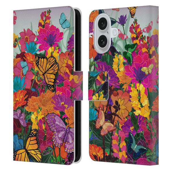 Suzan Lind Butterflies Garden Leather Book Wallet Case Cover For Apple iPhone 16