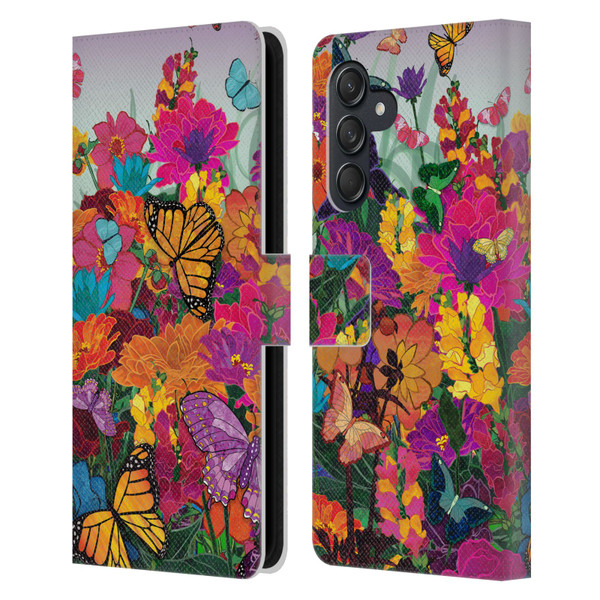 Suzan Lind Butterflies Garden Leather Book Wallet Case Cover For Samsung Galaxy M55 5G