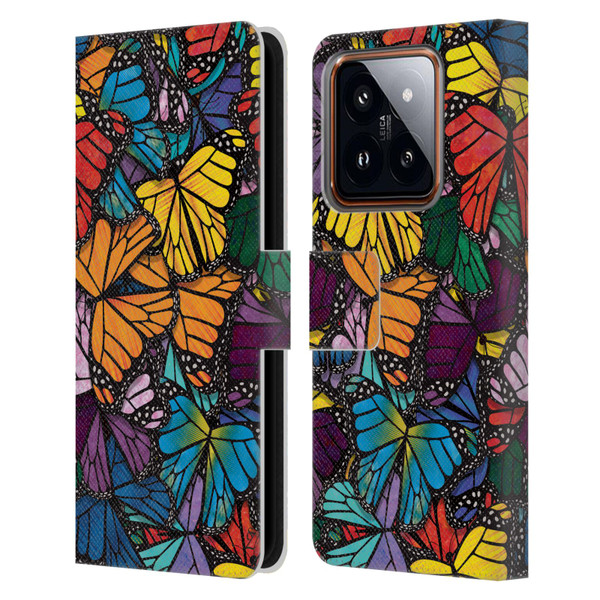 Suzan Lind Butterflies Monarch Leather Book Wallet Case Cover For Xiaomi 14