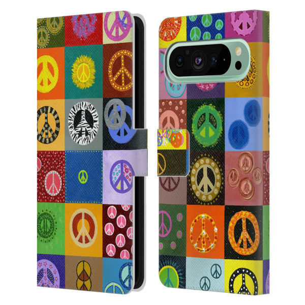 Suzan Lind Colours & Patterns Peace Quilt Leather Book Wallet Case Cover For Google Pixel 9 Pro XL