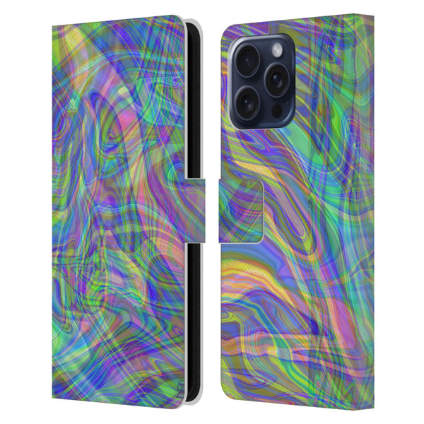 Suzan Lind Colours & Patterns Iridescent Abstract Leather Book Wallet Case Cover For Apple iPhone 16 Pro Max