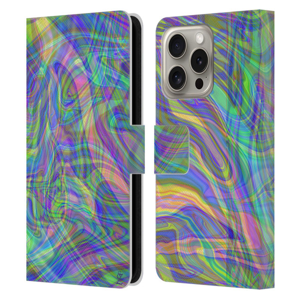 Suzan Lind Colours & Patterns Iridescent Abstract Leather Book Wallet Case Cover For Apple iPhone 16 Pro