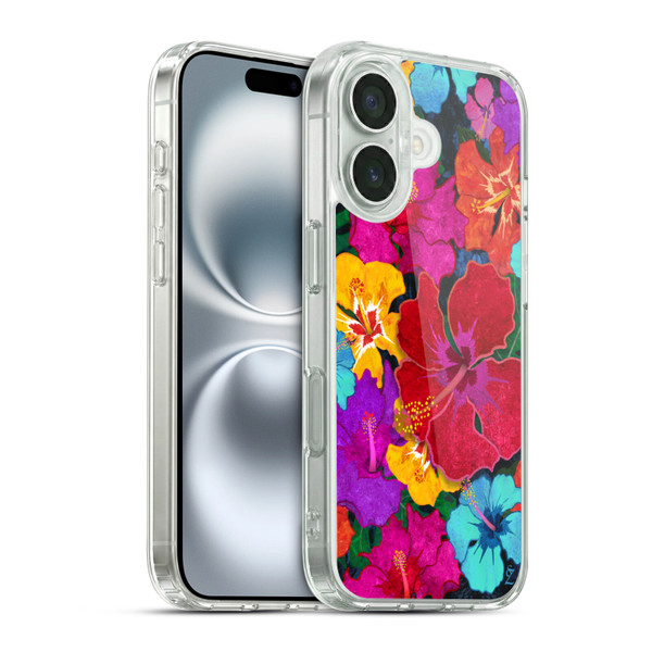 Suzan Lind Colours & Patterns Tropical Hibiscus Soft Gel Case for Apple iPhone 16 & MagSafe