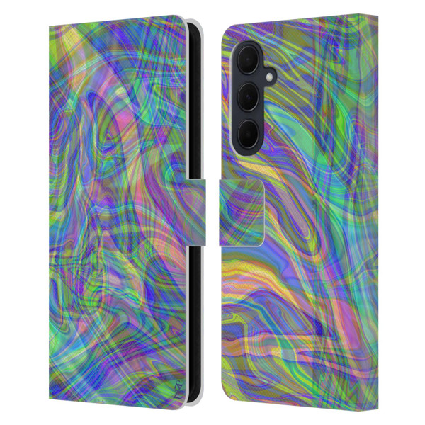 Suzan Lind Colours & Patterns Iridescent Abstract Leather Book Wallet Case Cover For Samsung Galaxy A35 5G