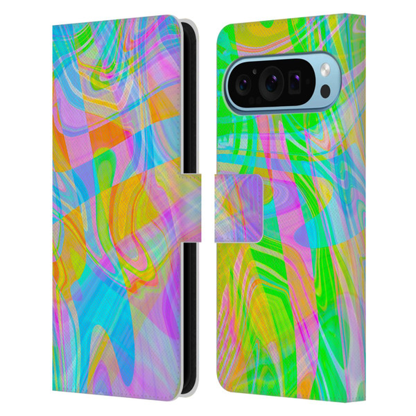 Suzan Lind Marble Abstract Rainbow Leather Book Wallet Case Cover For Google Pixel 9 / Pixel 9 Pro