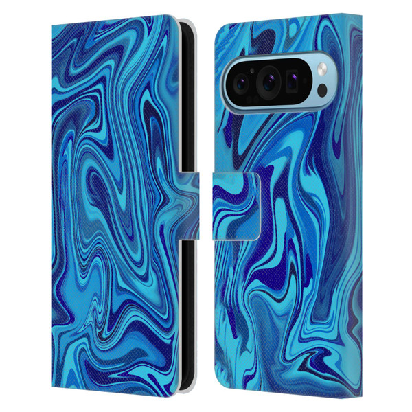 Suzan Lind Marble Blue Leather Book Wallet Case Cover For Google Pixel 9 / Pixel 9 Pro