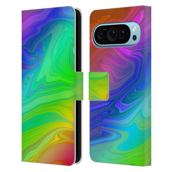 Suzan Lind Marble Rainbow Leather Book Wallet Case Cover For Google Pixel 9 / Pixel 9 Pro