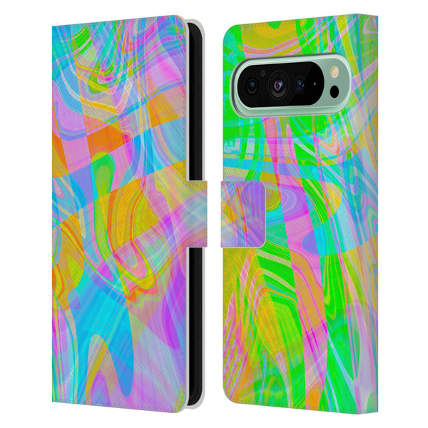 Suzan Lind Marble Abstract Rainbow Leather Book Wallet Case Cover For Google Pixel 9 Pro XL