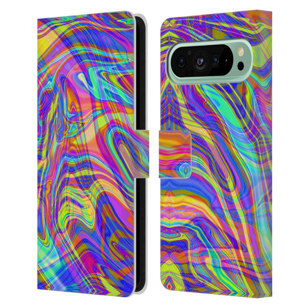 Suzan Lind Marble Illusion Rainbow Leather Book Wallet Case Cover For Google Pixel 9 Pro XL