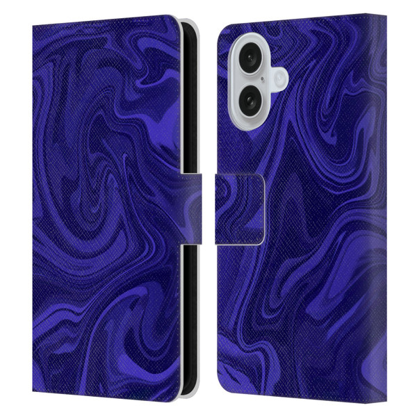 Suzan Lind Marble Indigo Leather Book Wallet Case Cover For Apple iPhone 16