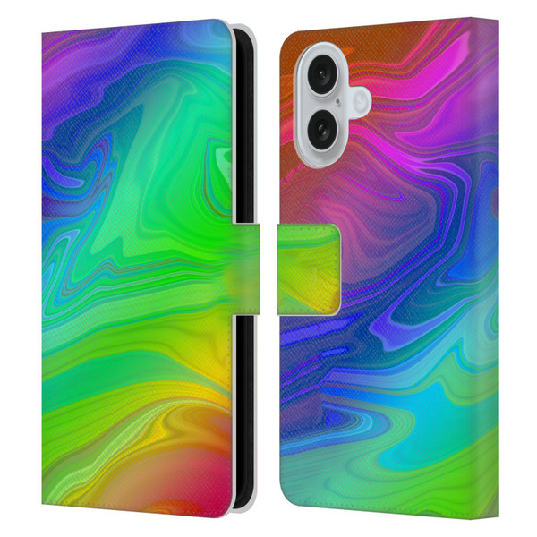 Suzan Lind Marble Rainbow Leather Book Wallet Case Cover For Apple iPhone 16