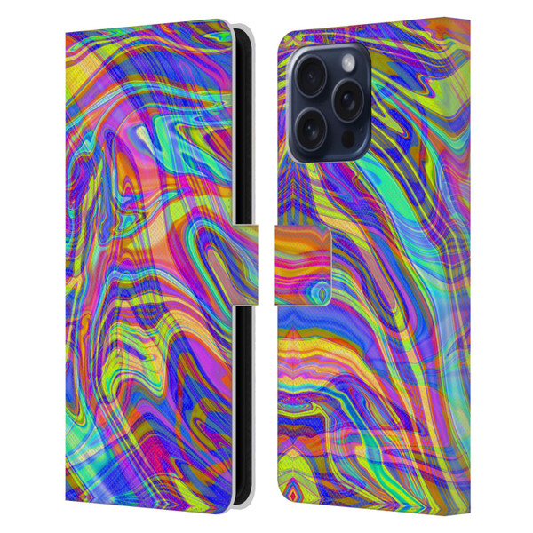Suzan Lind Marble Illusion Rainbow Leather Book Wallet Case Cover For Apple iPhone 16 Pro Max