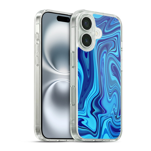 Suzan Lind Marble Blue Soft Gel Case for Apple iPhone 16 & MagSafe