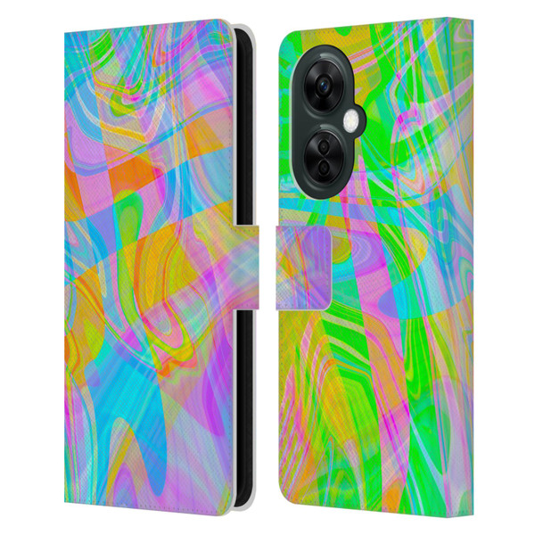 Suzan Lind Marble Abstract Rainbow Leather Book Wallet Case Cover For OnePlus Nord CE 3 Lite 5G