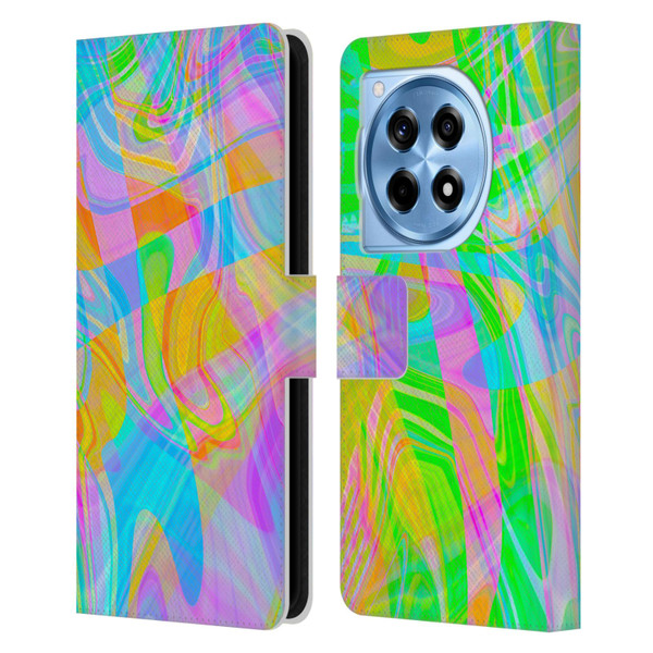 Suzan Lind Marble Abstract Rainbow Leather Book Wallet Case Cover For OnePlus 12R