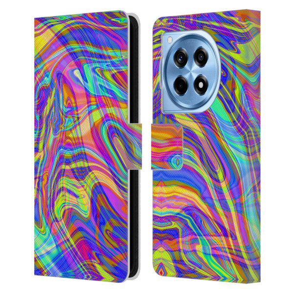 Suzan Lind Marble Illusion Rainbow Leather Book Wallet Case Cover For OnePlus 12R