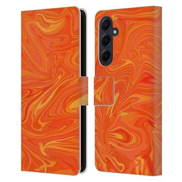 Suzan Lind Marble 2 Honey Orange Leather Book Wallet Case Cover For Samsung Galaxy A55 5G