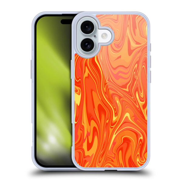 Suzan Lind Marble 2 Orange Soft Gel Case for Apple iPhone 16