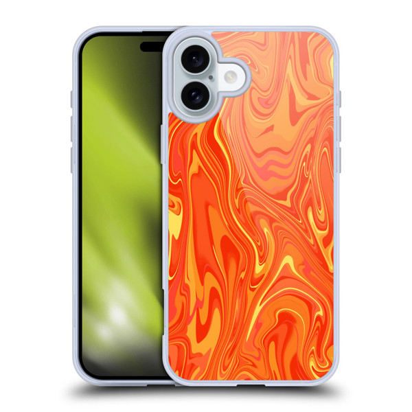 Suzan Lind Marble 2 Orange Soft Gel Case for Apple iPhone 16 Plus