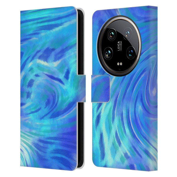 Suzan Lind Tie Dye 2 Deep Blue Leather Book Wallet Case Cover For Xiaomi 14 Ultra