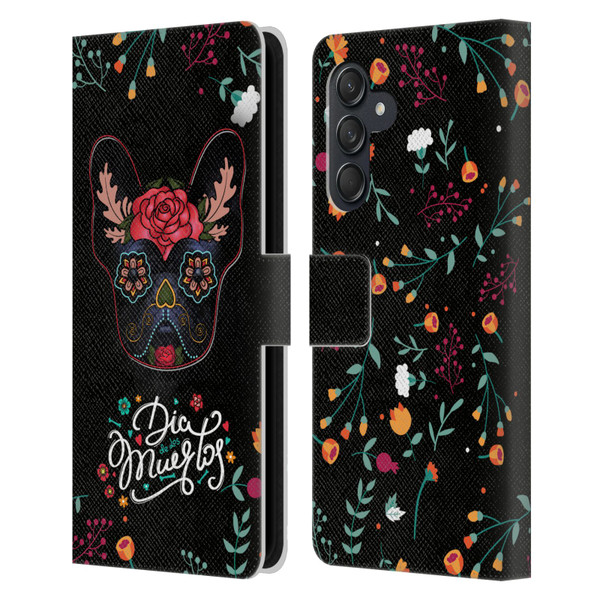 Klaudia Senator French Bulldog Day Of The Dead Leather Book Wallet Case Cover For Samsung Galaxy M55 5G