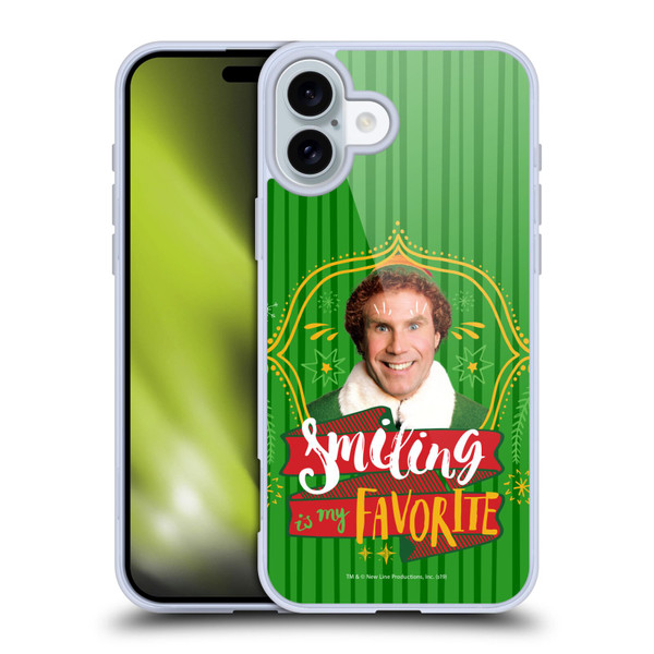 Elf Movie Graphics 2 Smiling Is My favorite Soft Gel Case for Apple iPhone 16 Plus