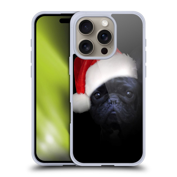 Klaudia Senator French Bulldog 2 Christmas Hat Soft Gel Case for Apple iPhone 16 Pro