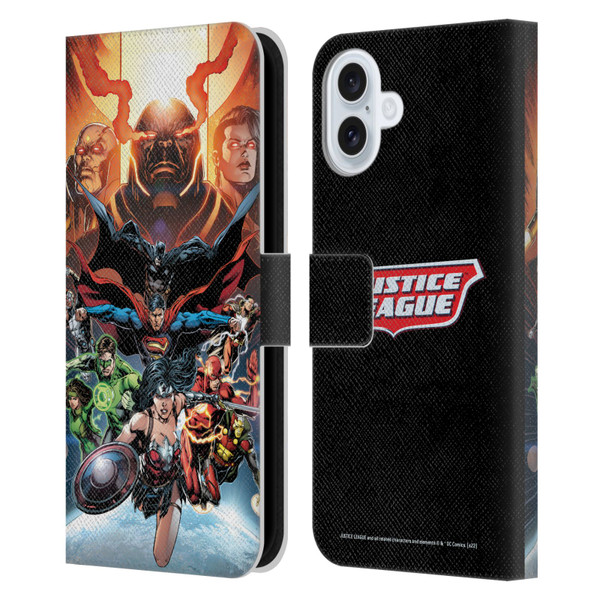 Justice League DC Comics Comic Book Covers #10 Darkseid War Leather Book Wallet Case Cover For Apple iPhone 16 Plus