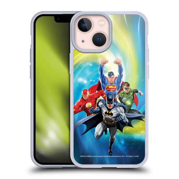 Justice League DC Comics Airbrushed Heroes Galaxy Soft Gel Case for Apple iPhone 13 Mini