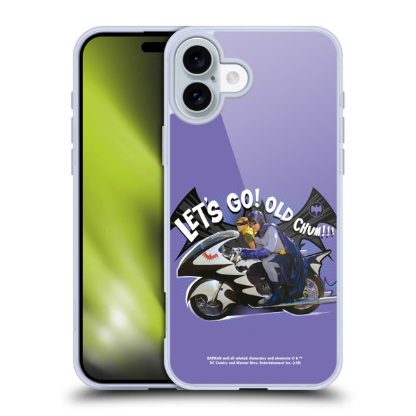 Batman TV Series Character Art Batcycle Let's Go Soft Gel Case for Apple iPhone 16 Plus