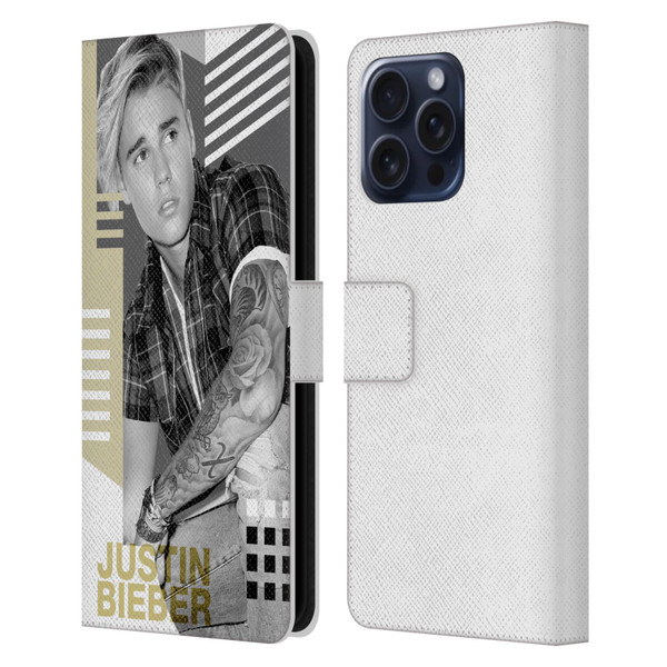 Justin Bieber Purpose B&w Calendar Geometric Collage Leather Book Wallet Case Cover For Apple iPhone 16 Pro Max