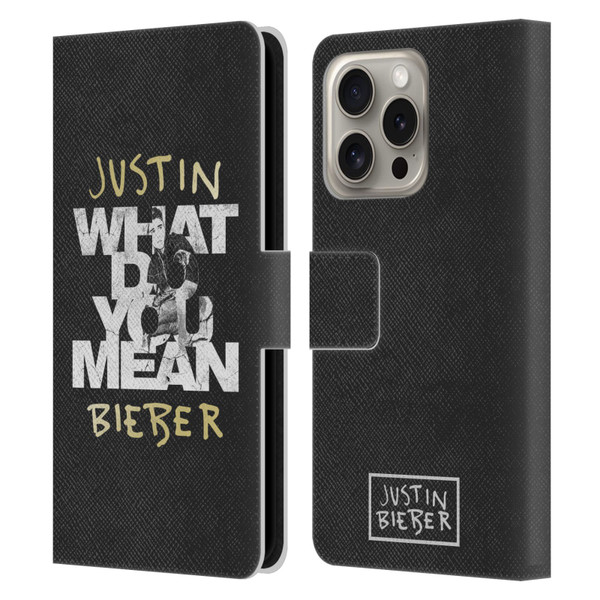 Justin Bieber Purpose B&w What Do You Mean Typography Leather Book Wallet Case Cover For Apple iPhone 16 Pro