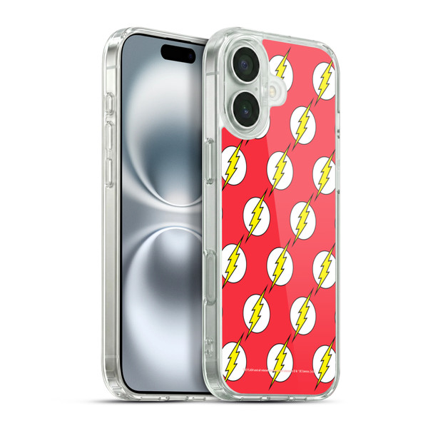 The Flash DC Comics Logo Pattern Soft Gel Case for Apple iPhone 16 Plus & MagSafe