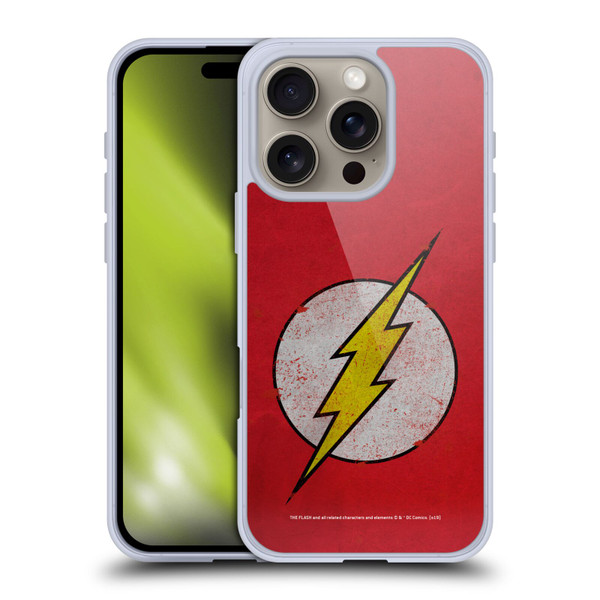 The Flash DC Comics Logo Distressed Look Soft Gel Case for Apple iPhone 16 Pro