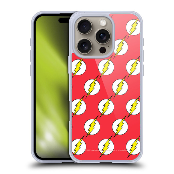The Flash DC Comics Logo Pattern Soft Gel Case for Apple iPhone 16 Pro