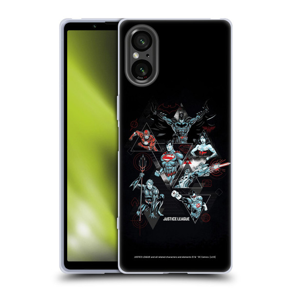 Justice League DC Comics Dark Electric Graphics Heroes Triangle Soft Gel Case for Sony Xperia 5 V 5G