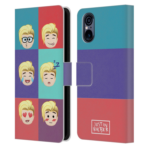 Justin Bieber Justmojis Cute Faces Leather Book Wallet Case Cover For Sony Xperia 5 V 5G