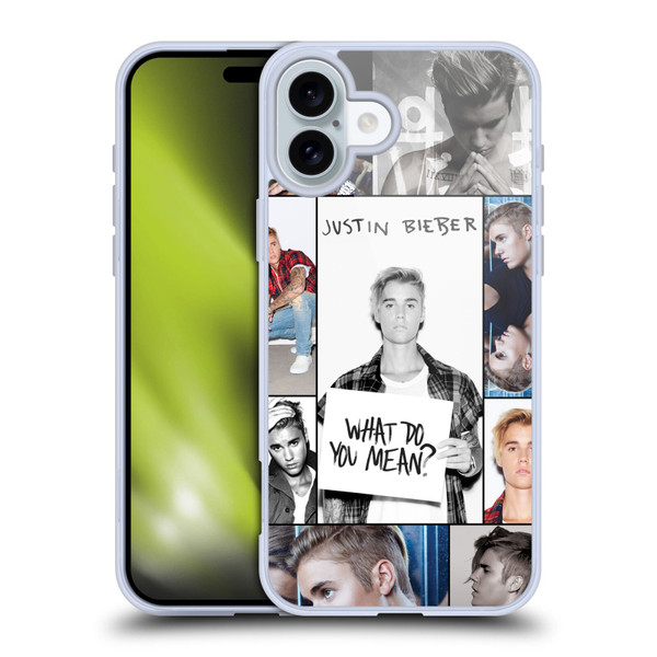 Justin Bieber Purpose Grid Poster Soft Gel Case for Apple iPhone 16 Plus